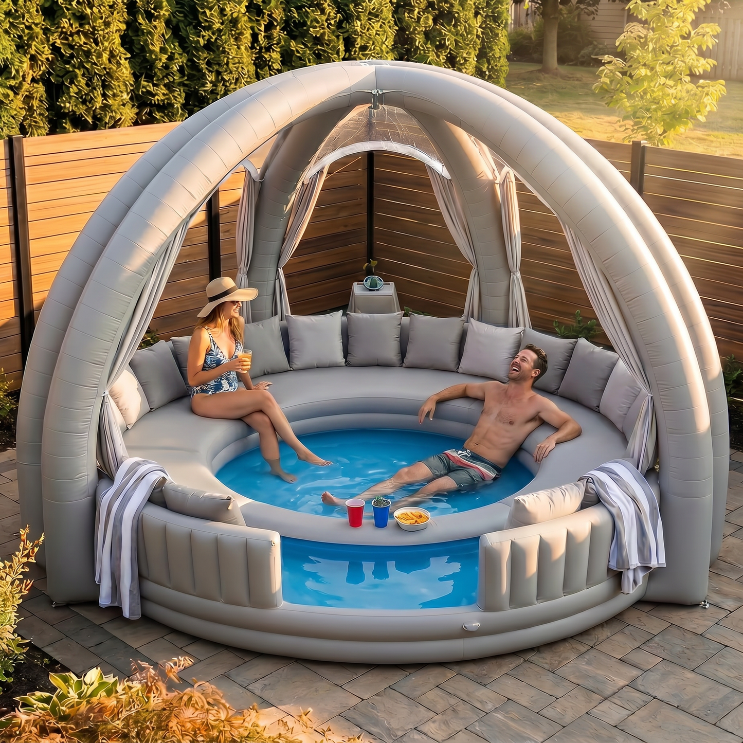 Πισίνα Lounge Relax με Φουσκωτό Κιόσκι