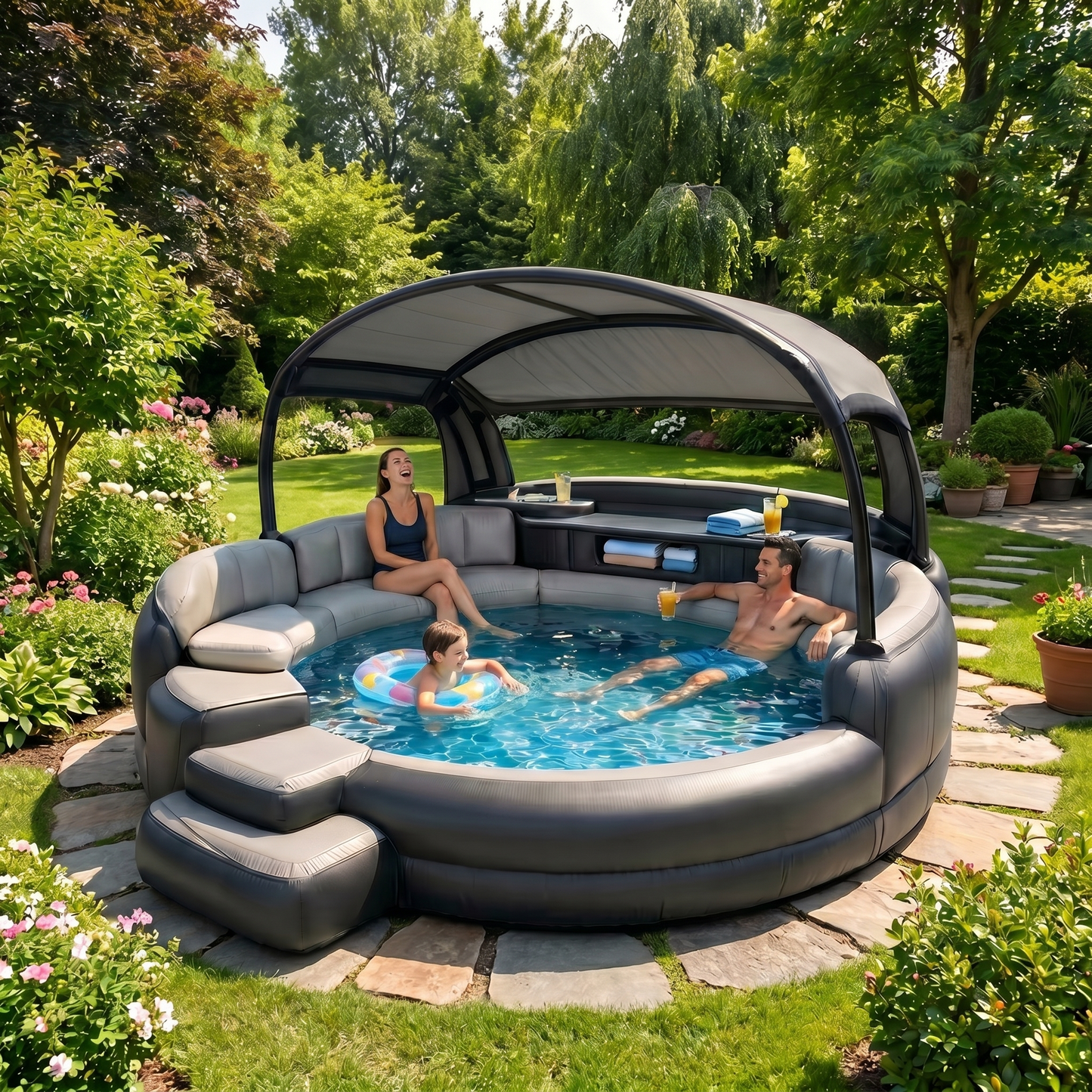 Πισίνα Relax Lounge XXL με Στέγαστρο