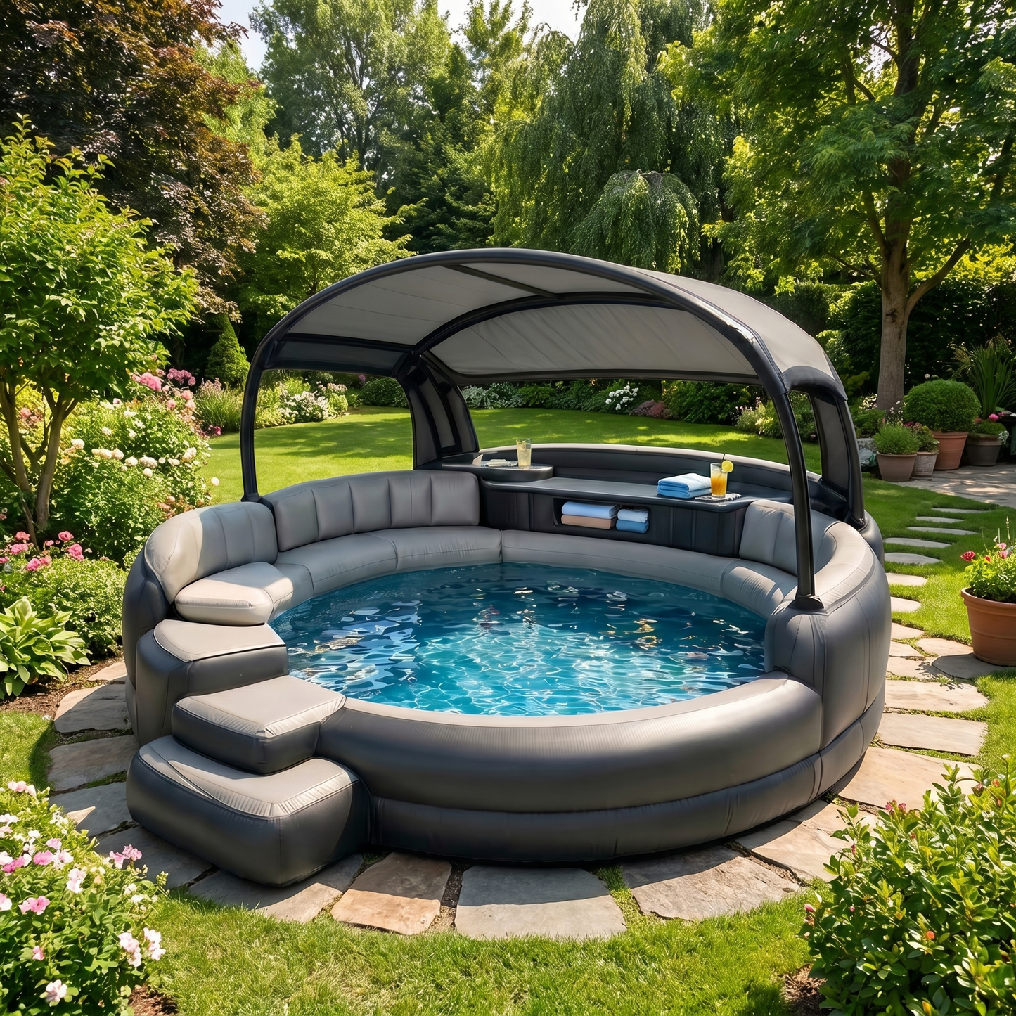 Πισίνα Relax Lounge XXL με Στέγαστρο